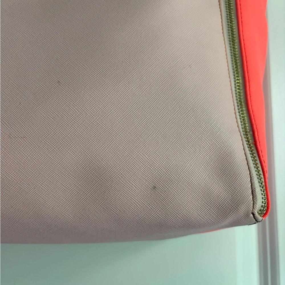Ted Baker Pink and Neon Coral Saffiano Contrast Tote with Gold Hardware